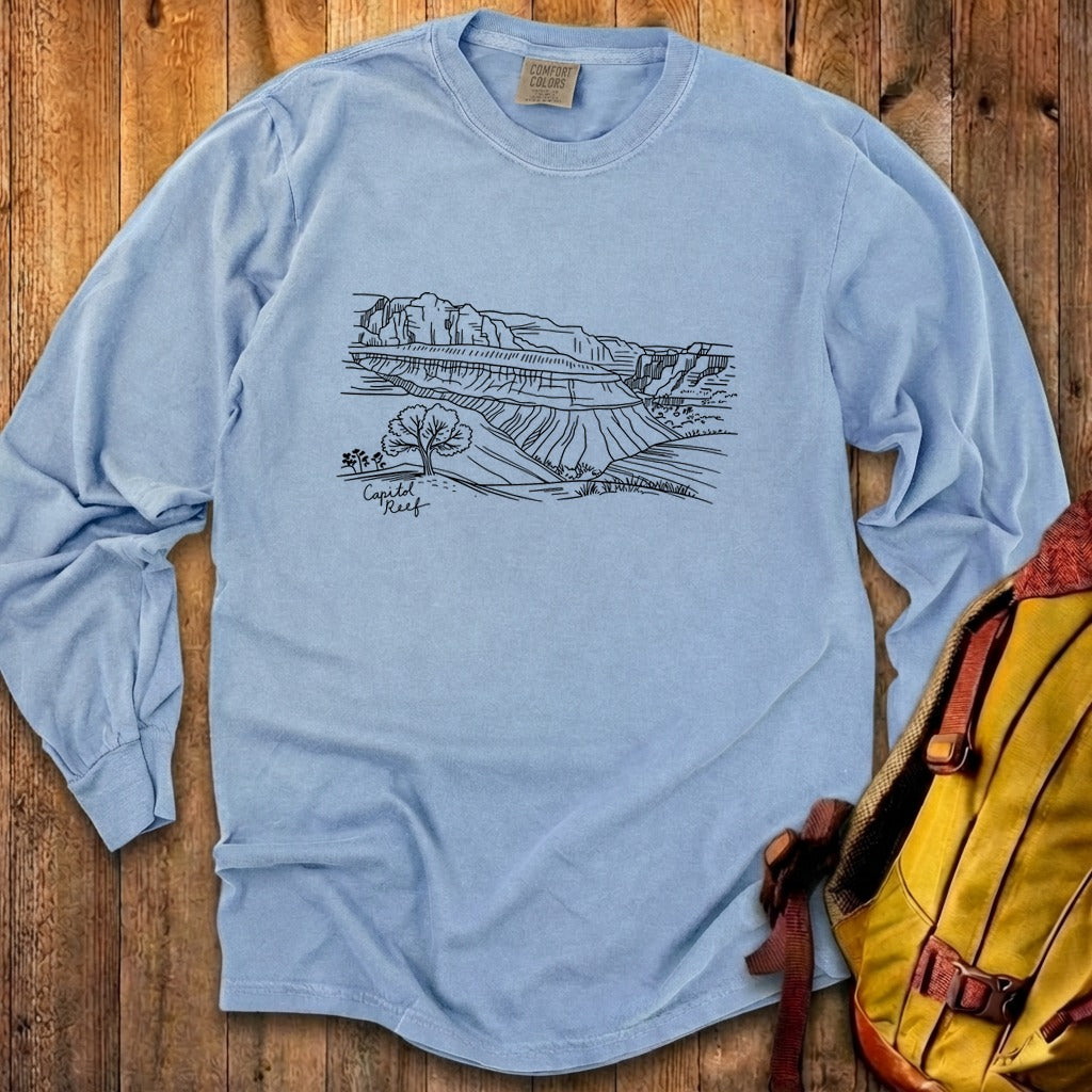 Capitol Reef Line Drawing Cotton Long Sleeve product image 13