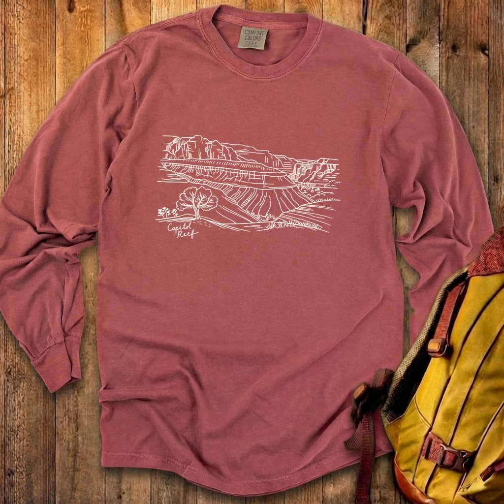 Capitol Reef Line Drawing Cotton Long Sleeve product image 15