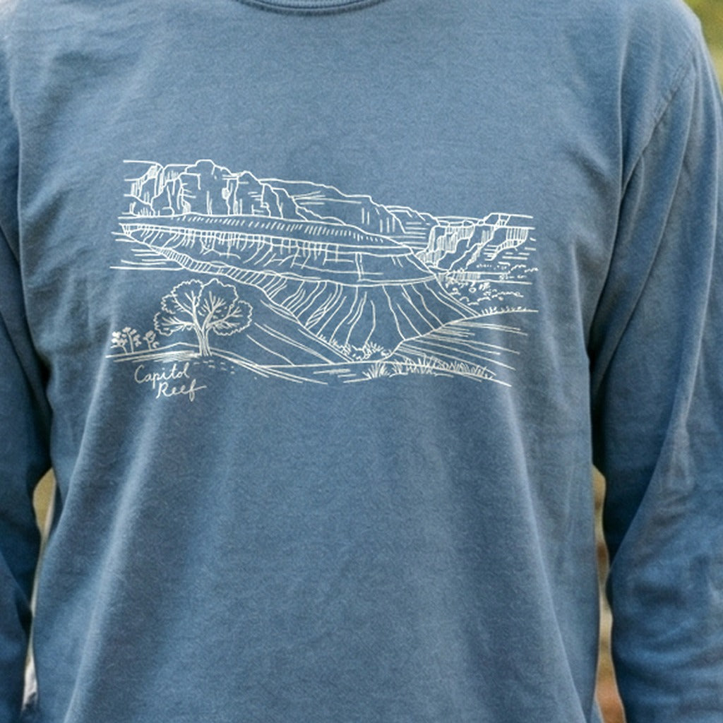 Capitol Reef Line Drawing Cotton Long Sleeve product image 3