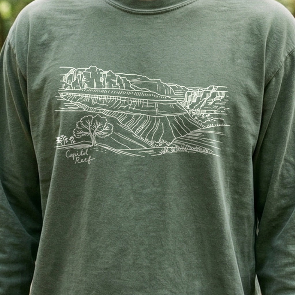 Capitol Reef Line Drawing Cotton Long Sleeve product image 4