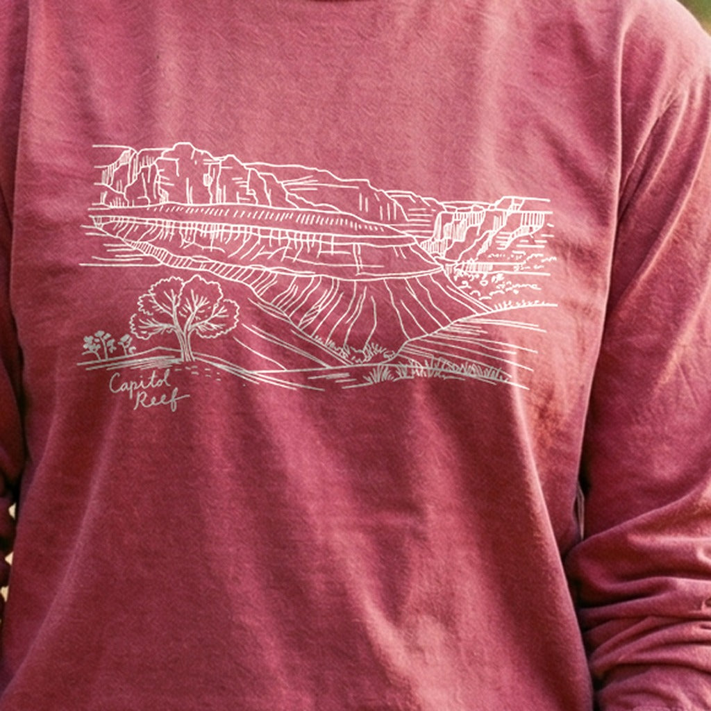 Capitol Reef Line Drawing Cotton Long Sleeve product image 5