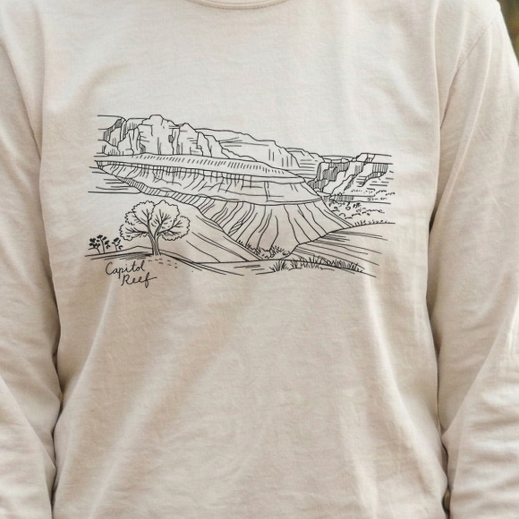 Capitol Reef Line Drawing Cotton Long Sleeve product image 6