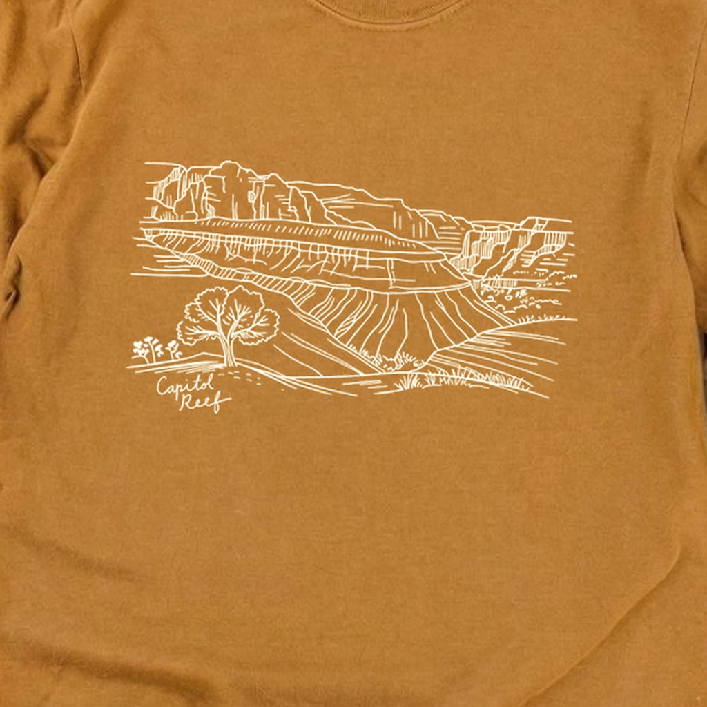 Capitol Reef Line Drawing Cotton Long Sleeve product image 26