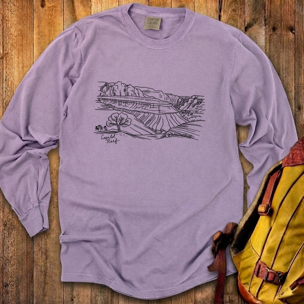 Capitol Reef Line Drawing Cotton Long Sleeve product image 27