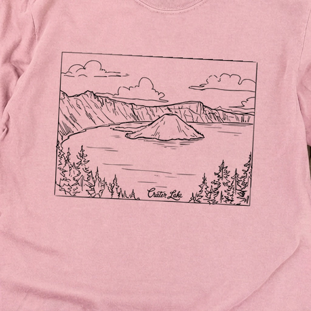 Crater Lake Line Drawing Cotton Long Sleeve product image 8