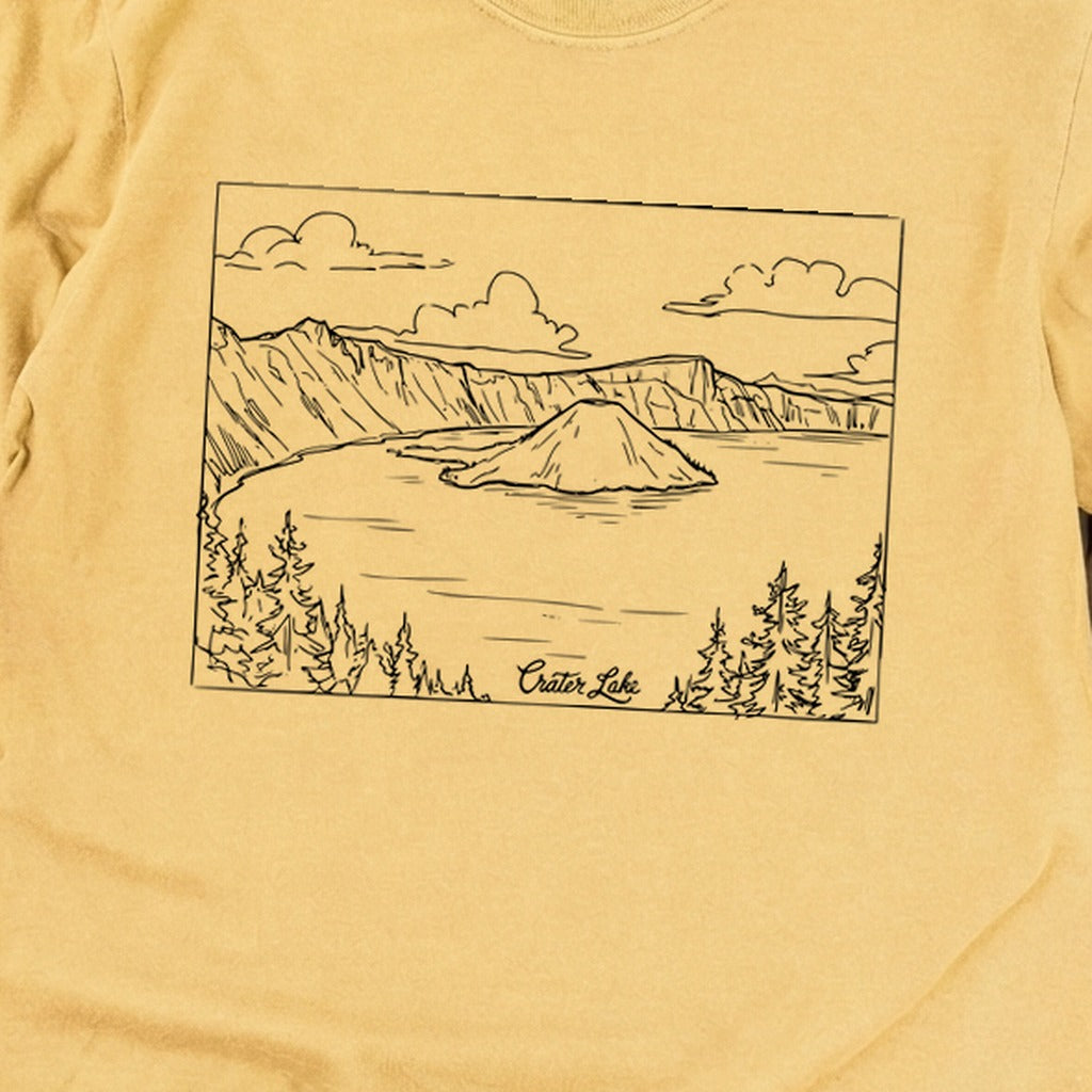Crater Lake Line Drawing Cotton Long Sleeve product image 12