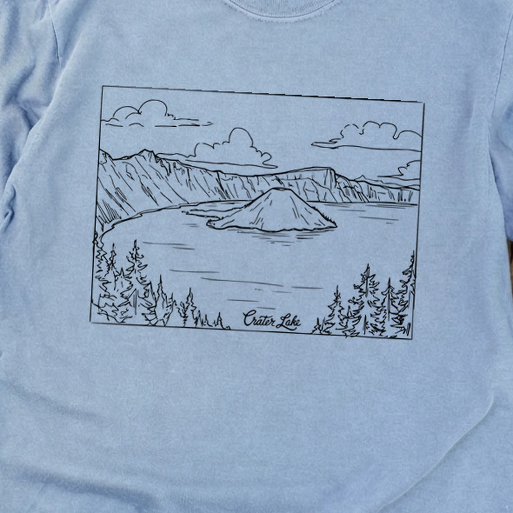 Crater Lake Line Drawing Cotton Long Sleeve product image 14