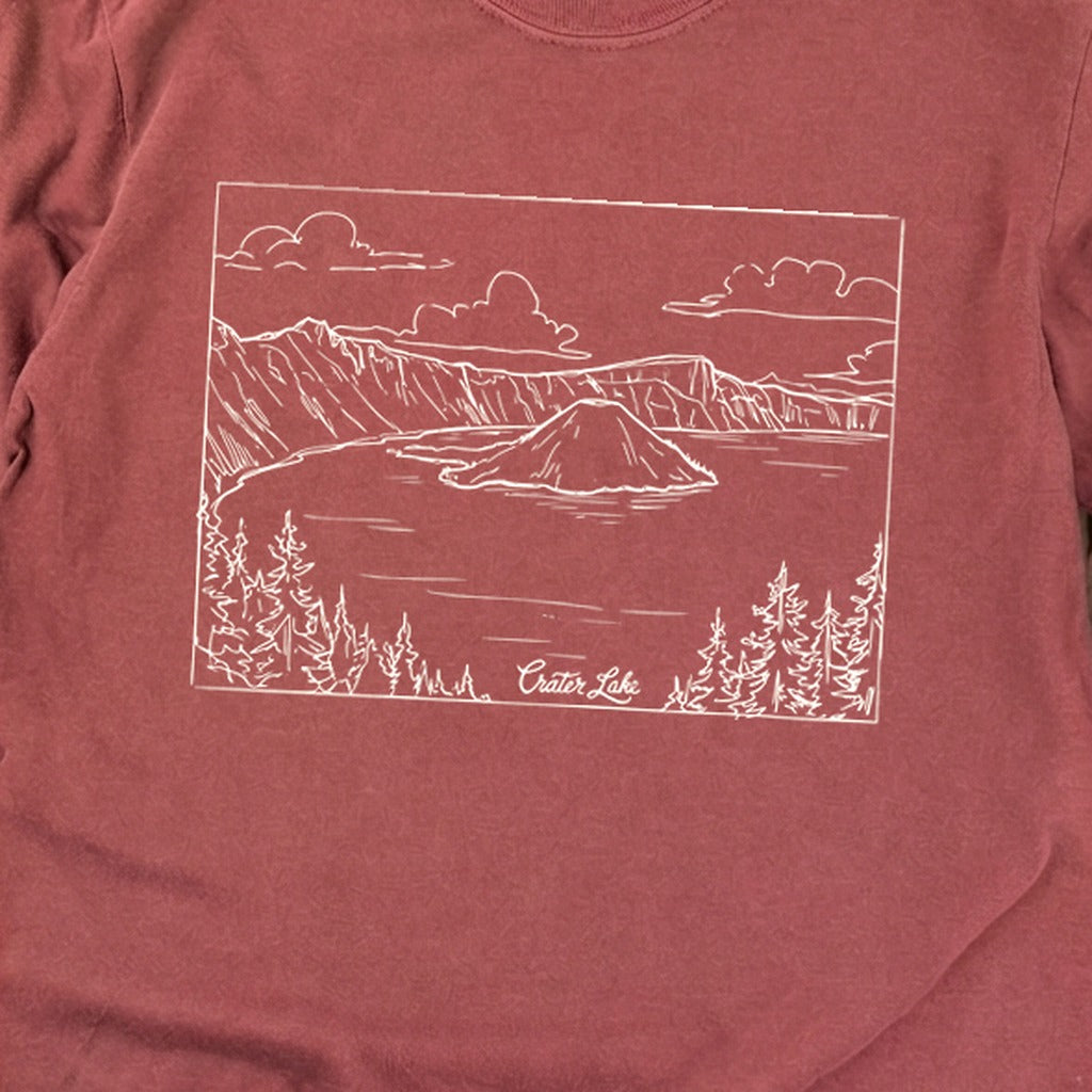 Crater Lake Line Drawing Cotton Long Sleeve product image 16