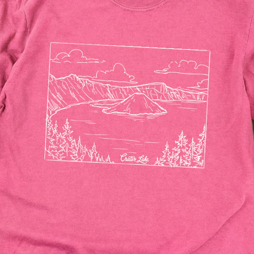 Crater Lake Line Drawing Cotton Long Sleeve product image 18