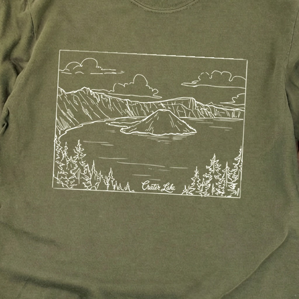 Crater Lake Line Drawing Cotton Long Sleeve product image 20