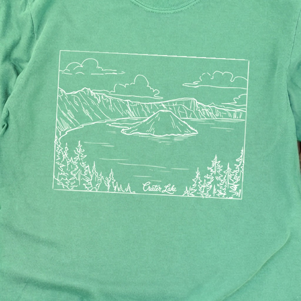 Crater Lake Line Drawing Cotton Long Sleeve product image 22