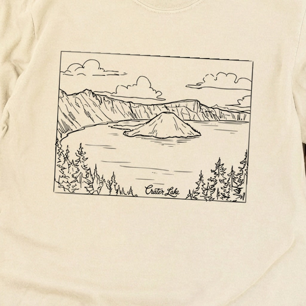 Crater Lake Line Drawing Cotton Long Sleeve product image 24
