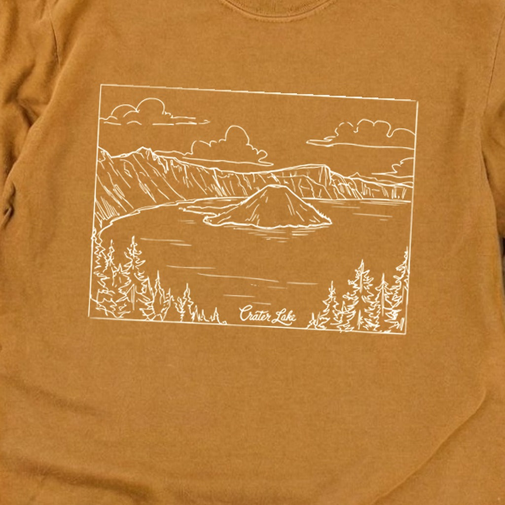 Crater Lake Line Drawing Cotton Long Sleeve product image 26