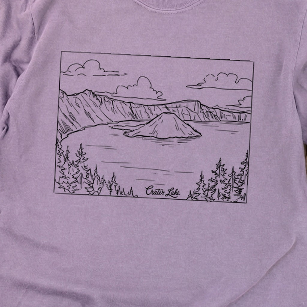 Crater Lake Line Drawing Cotton Long Sleeve product image 28