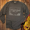Crater Lake Line Drawing Cotton Long Sleeve product image 1