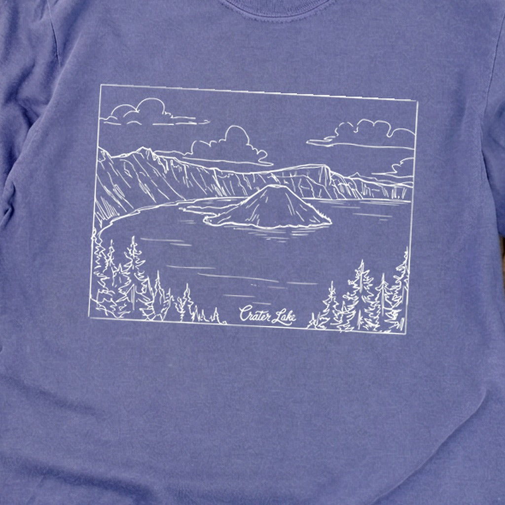Crater Lake Line Drawing Cotton Long Sleeve product image 30