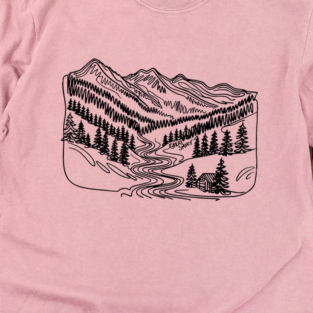 Great Smoky Line Drawing Cotton Long Sleeve product image 8