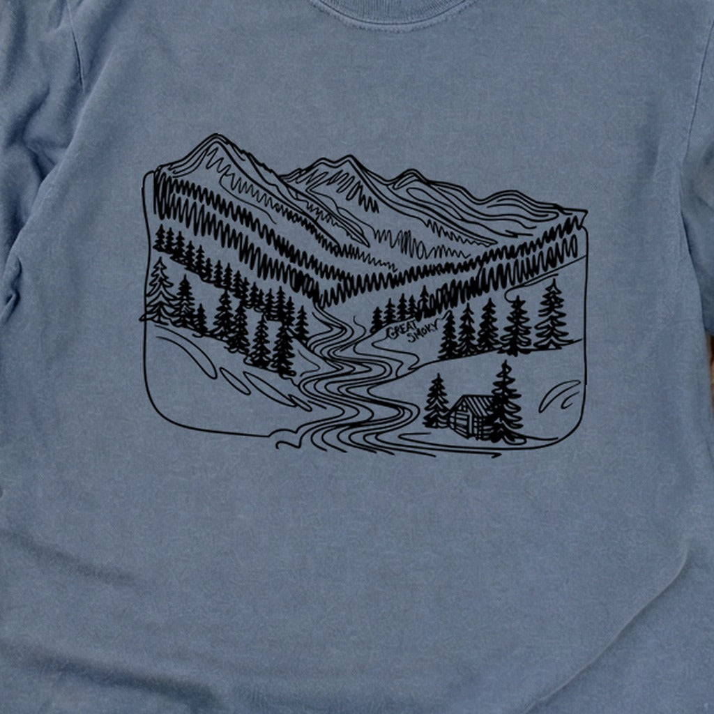 Great Smoky Line Drawing Cotton Long Sleeve product image 10