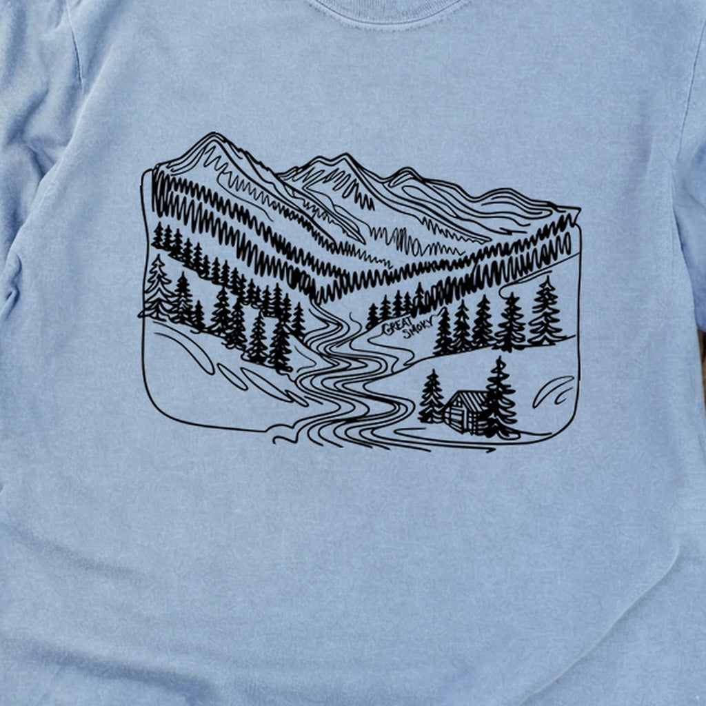 Great Smoky Line Drawing Cotton Long Sleeve product image 2