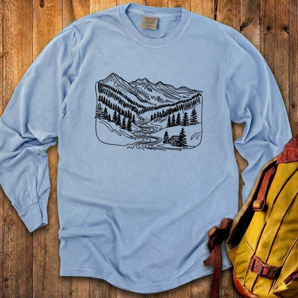 Great Smoky Line Drawing Cotton Long Sleeve product image 1