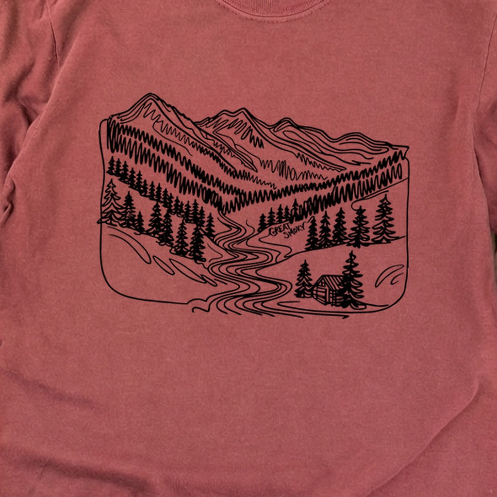 Great Smoky Line Drawing Cotton Long Sleeve product image 14