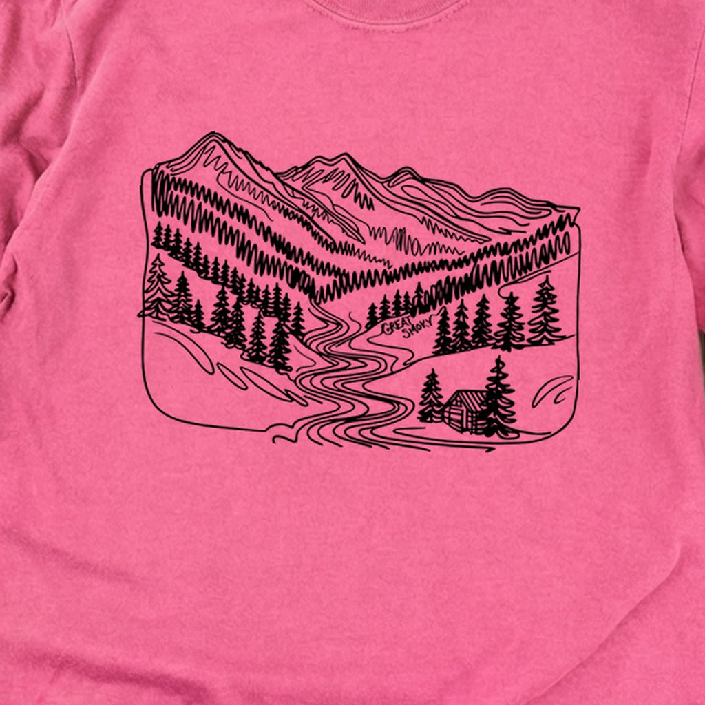 Great Smoky Line Drawing Cotton Long Sleeve product image 16