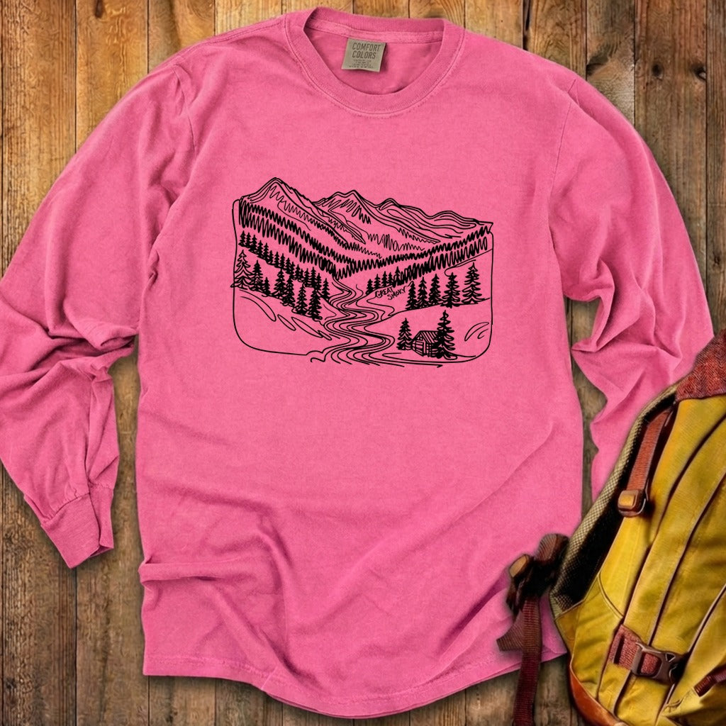 Great Smoky Line Drawing Cotton Long Sleeve product image 15