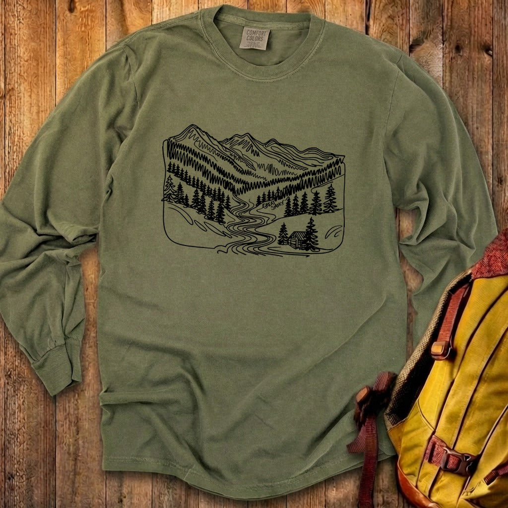 Great Smoky Line Drawing Cotton Long Sleeve product image 17