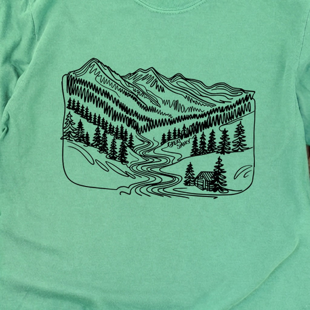Great Smoky Line Drawing Cotton Long Sleeve product image 20
