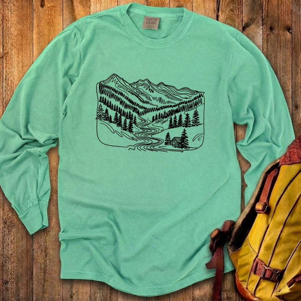 Great Smoky Line Drawing Cotton Long Sleeve product image 19