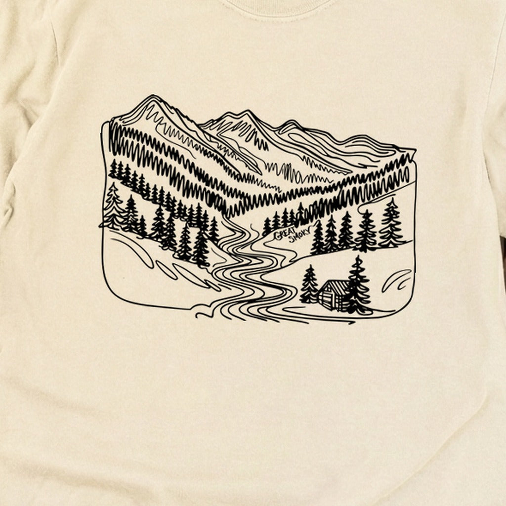Great Smoky Line Drawing Cotton Long Sleeve product image 22