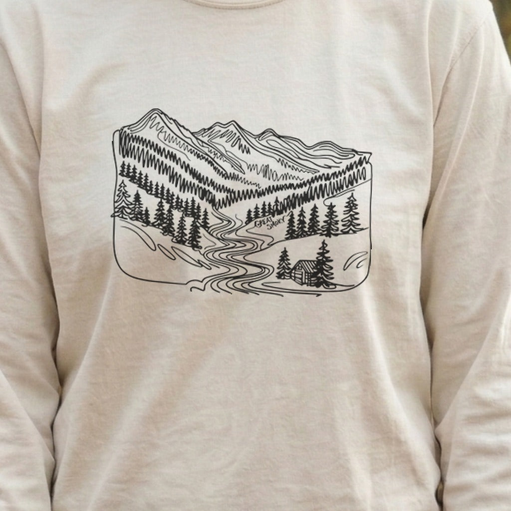 Great Smoky Line Drawing Cotton Long Sleeve product image 6