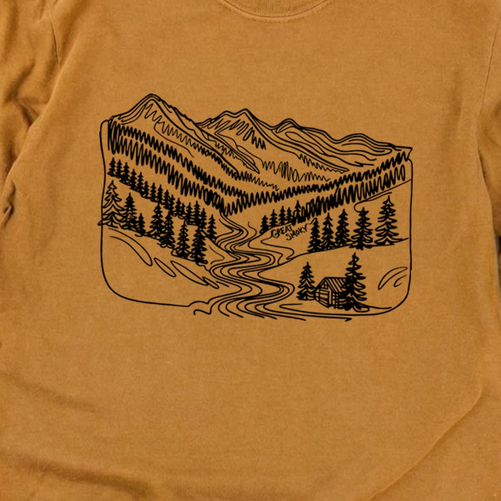 Great Smoky Line Drawing Cotton Long Sleeve product image 24