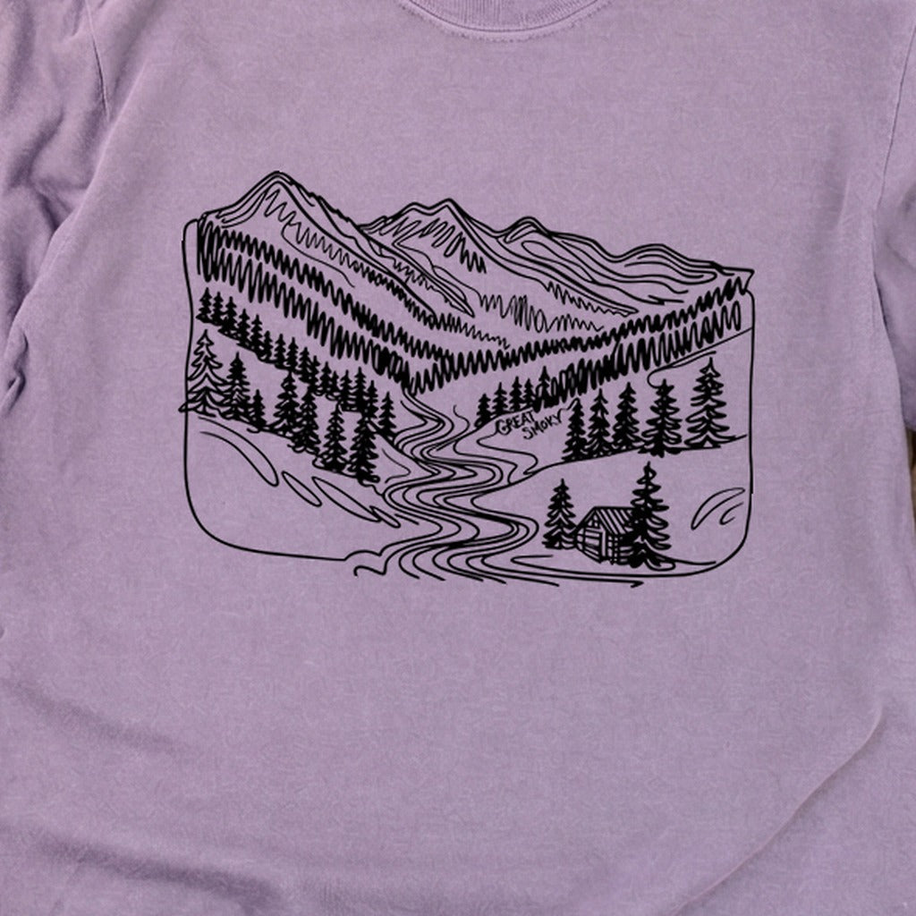 Great Smoky Line Drawing Cotton Long Sleeve product image 26