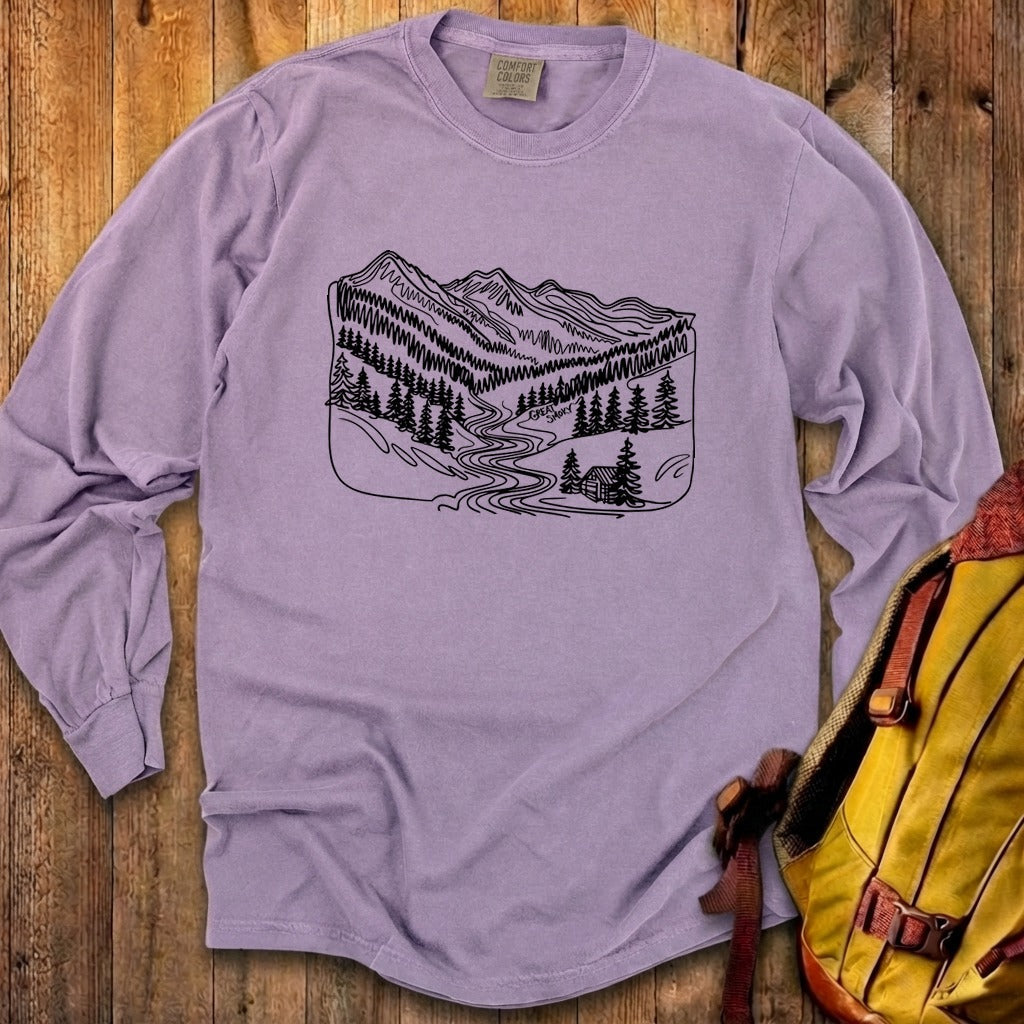Great Smoky Line Drawing Cotton Long Sleeve product image 25