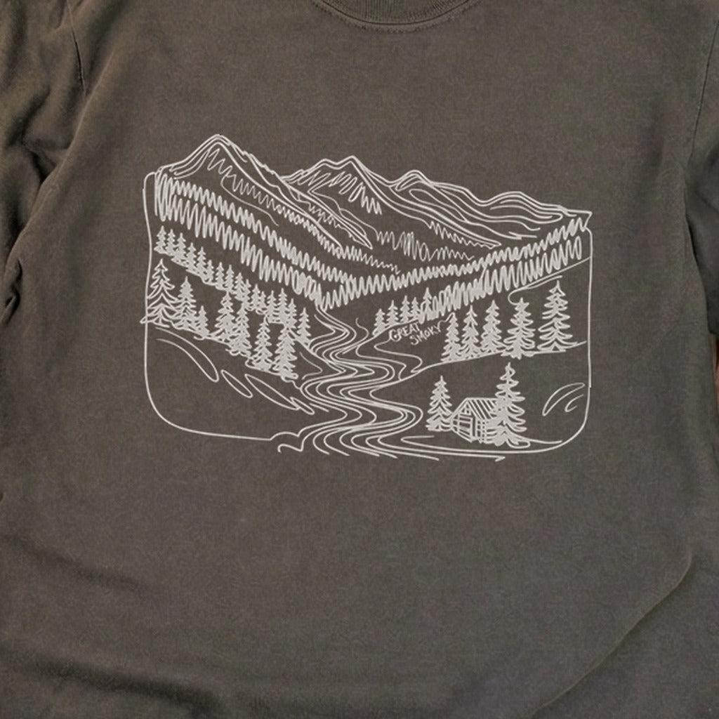 Great Smoky Line Drawing Cotton Long Sleeve product image 28