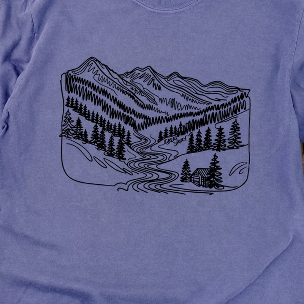 Great Smoky Line Drawing Cotton Long Sleeve product image 30