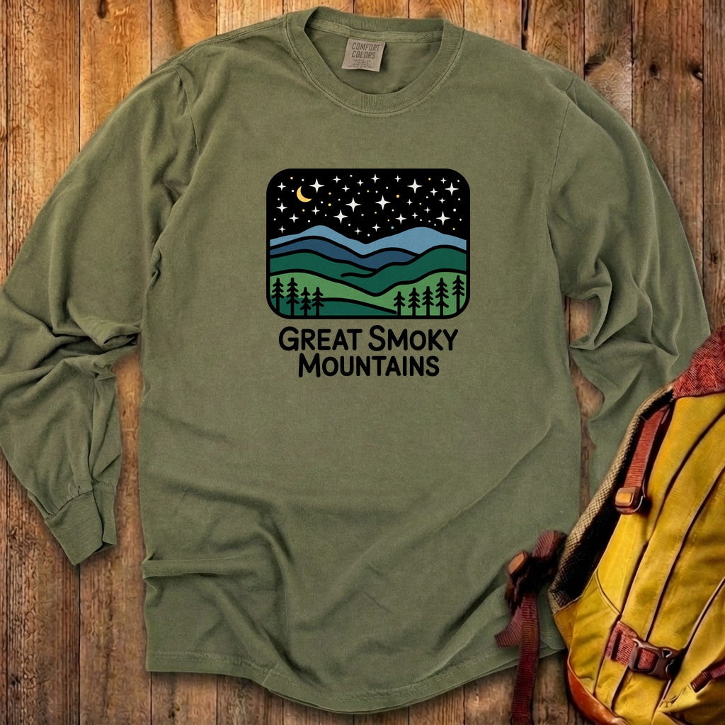 Great Smoky Mountains at Night Cotton Long Sleeve product image 1