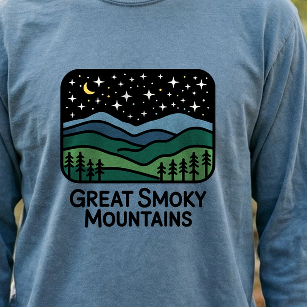 Great Smoky Mountains at Night Cotton Long Sleeve product image 3
