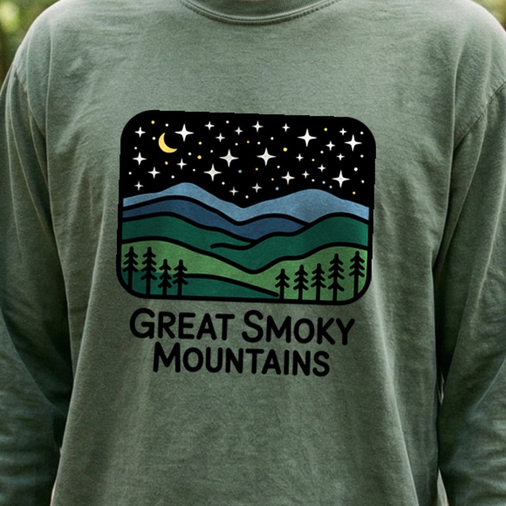 Great Smoky Mountains at Night Cotton Long Sleeve product image 4