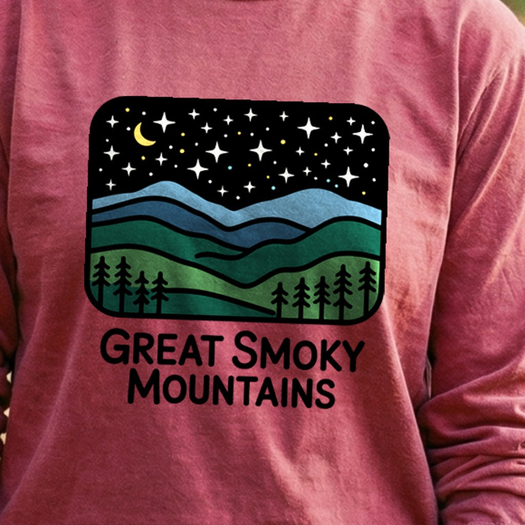Great Smoky Mountains at Night Cotton Long Sleeve product image 5