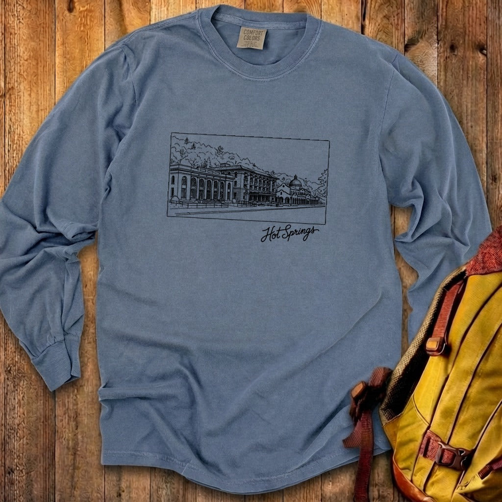 Hot Springs Line Drawing Cotton Long Sleeve product image 9
