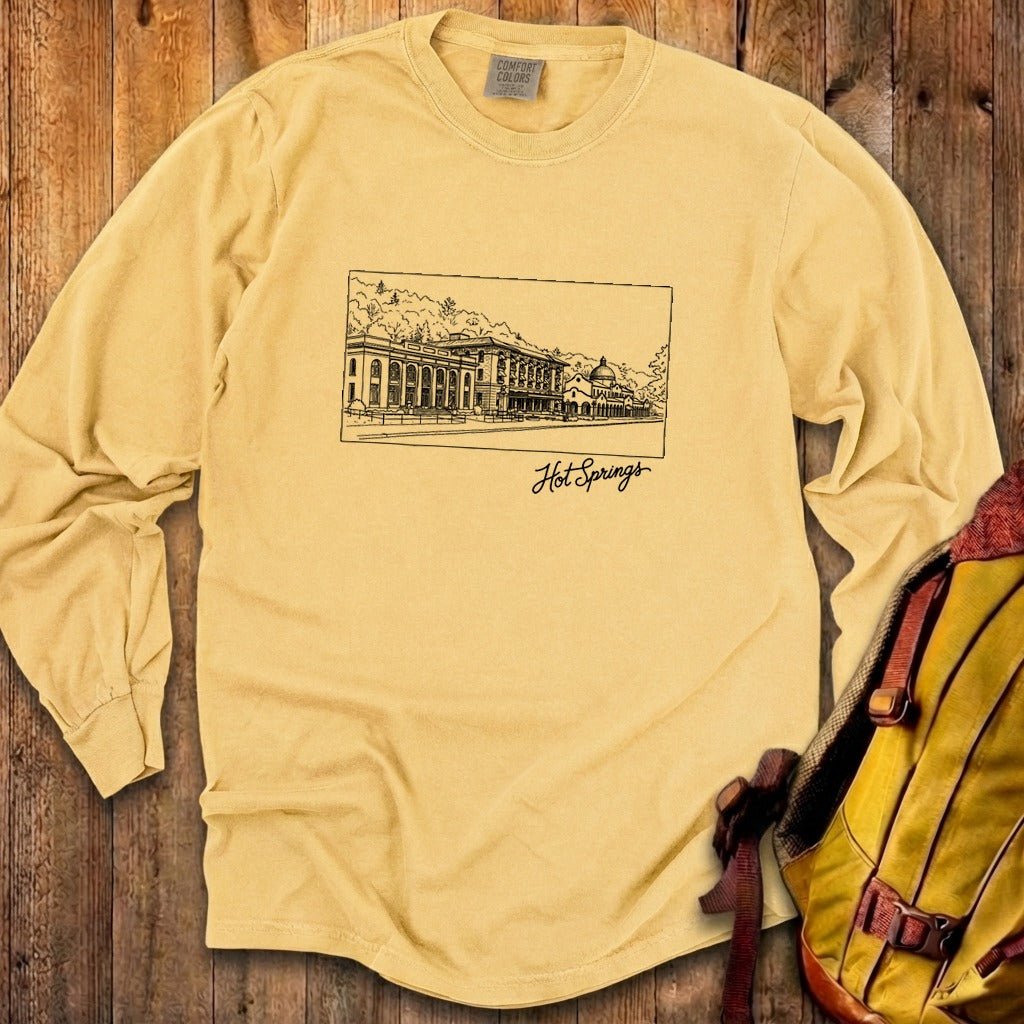 Hot Springs Line Drawing Cotton Long Sleeve product image 11