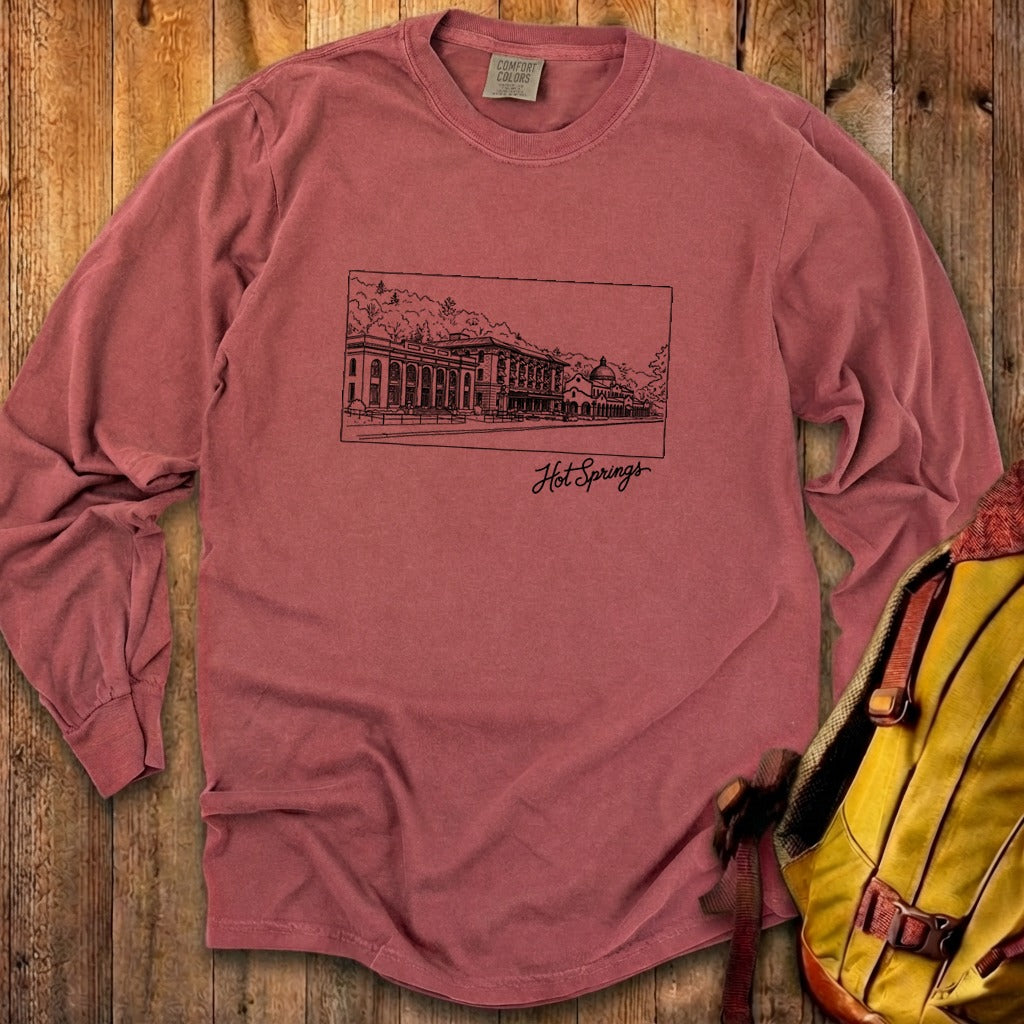 Hot Springs Line Drawing Cotton Long Sleeve product image 15