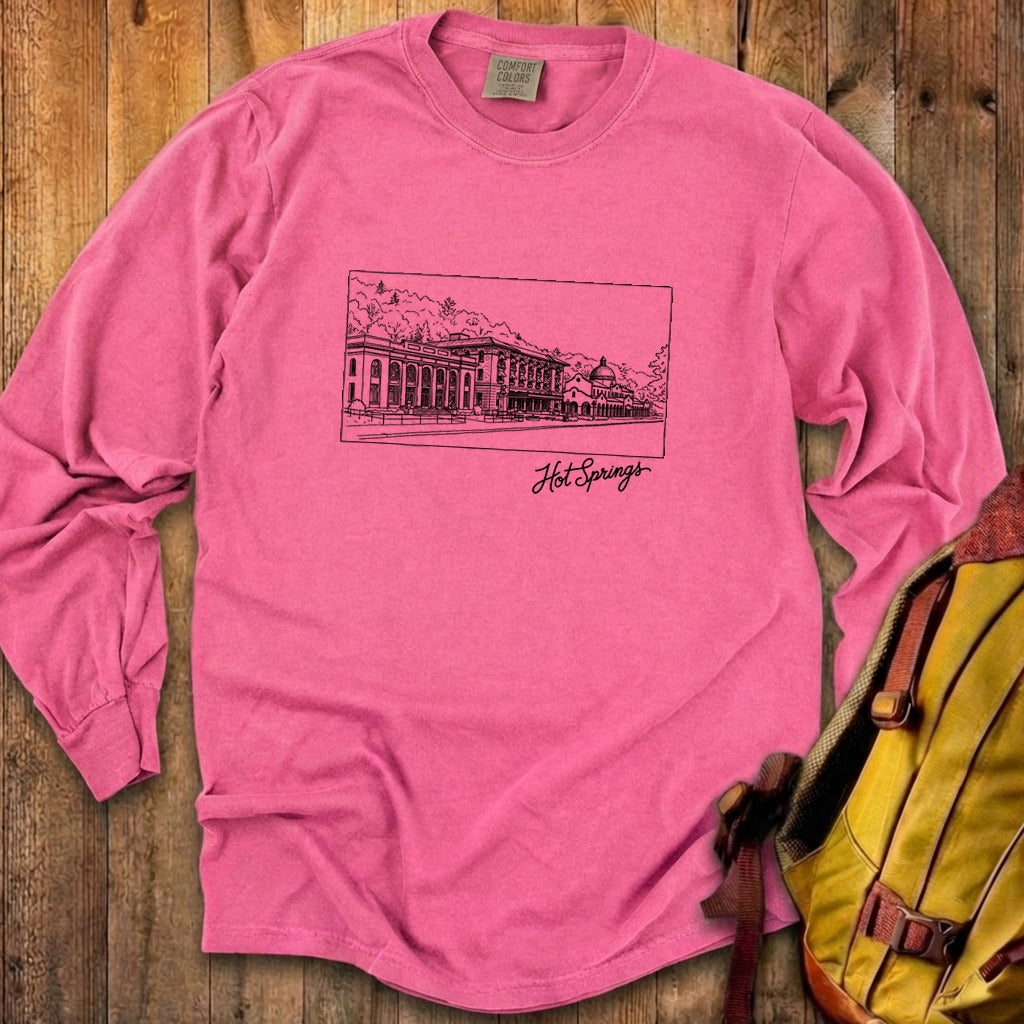 Hot Springs Line Drawing Cotton Long Sleeve product image 17