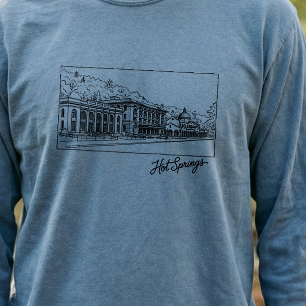 Hot Springs Line Drawing Cotton Long Sleeve product image 3