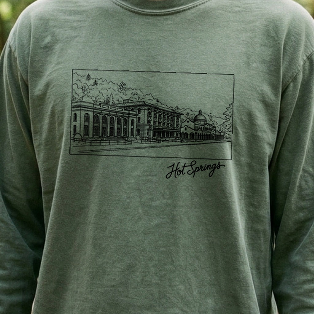 Hot Springs Line Drawing Cotton Long Sleeve product image 4
