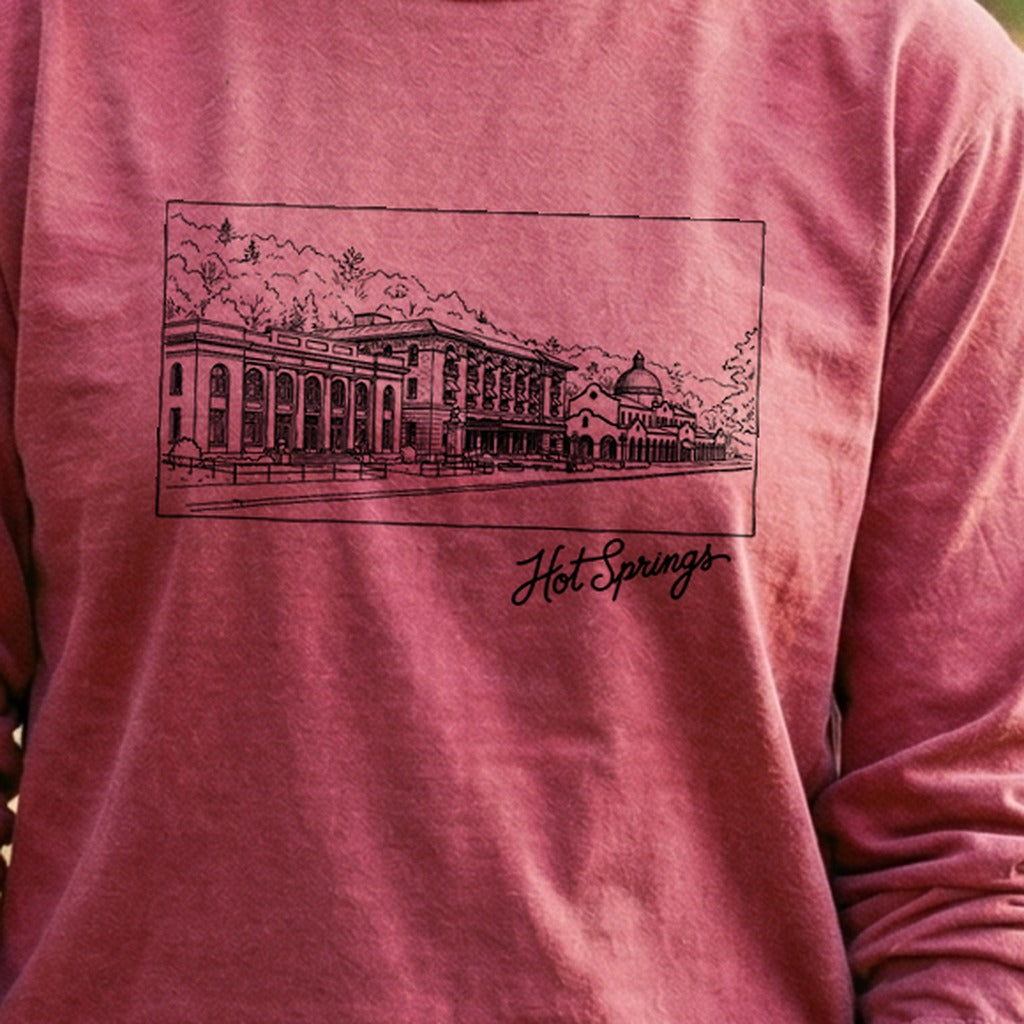 Hot Springs Line Drawing Cotton Long Sleeve product image 5