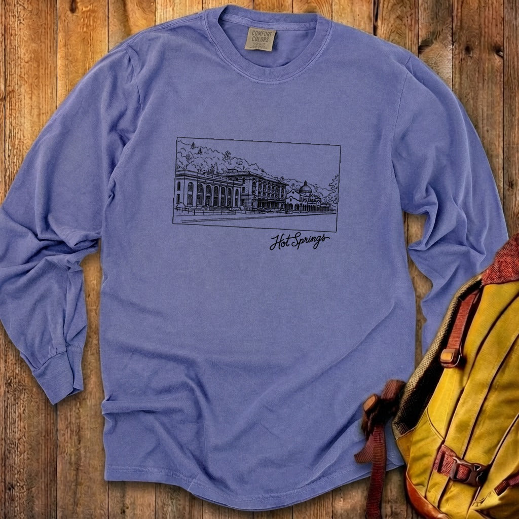 Hot Springs Line Drawing Cotton Long Sleeve product image 29