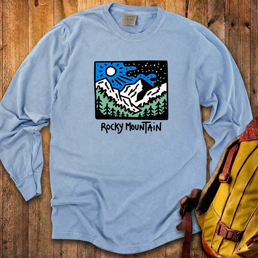Rocky Mountain at Night Cotton Long Sleeve product image 11
